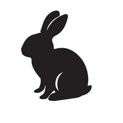 Obraz premium Black side silhouette of a rabbit isolated on white background. Vector illustration