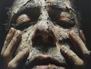 Close-up Portrait of a Person with Decaying Skin