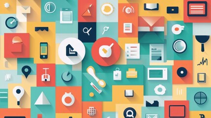 Abstract vector collection of colorful flat business and finance icons. Design elements for mobile and web applications.