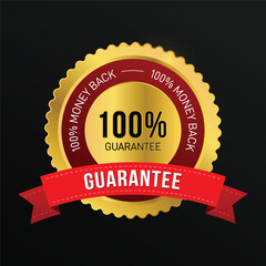 vector m100% money back guarantee golden and red design
