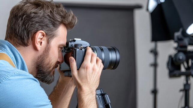 A man taking a picture of himself with his camera, AI