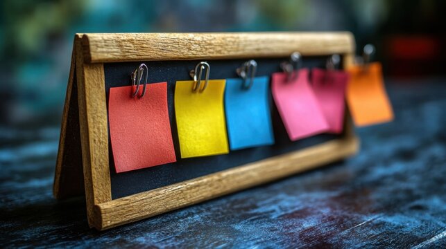 Colorful sticky notes arranged on a board to facilitate brainstorming and organization, perfect for creative projects or team collaborations