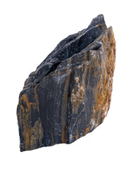 Black limestone rock. Stone specimen. Sedimentary rock.