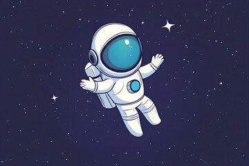 Cute Astronaut Floating In Space Cartoon Vector Icon Illustration. Technology Science Icon Concept Isolated Premium Vector. Flat Cartoon Style