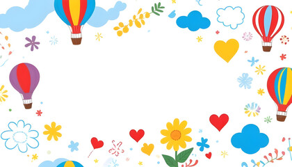 Colorful cartoon illustration balloon rainbow kids background