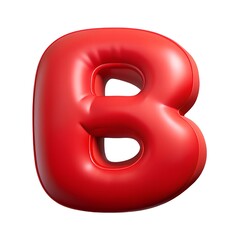 Red letter B balloon 3D render icon isolated on white background