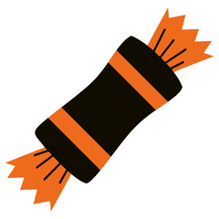 Black and orange Halloween candy flat icon isolated on transparent background. Vector illustration