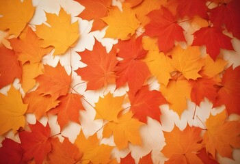 Fototapeta premium Orange maple leaves on a white background
