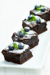 Homemade chocolate brownie photography . Top view