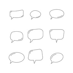 Speech bubble doodle line symbol sign icon collection. outline style. isolated illustration