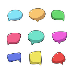 Speech bubble icon symbol hand drawn style. collection of isolated cartoon illustrations