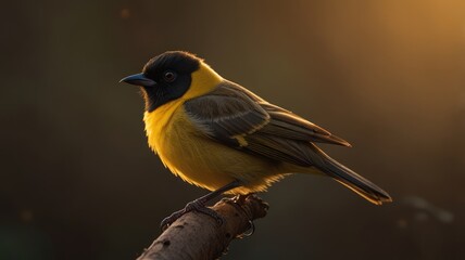 Obraz premium Golden-Crested Finch at Sunset