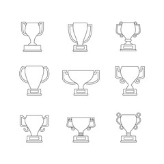 Trophy doodle line symbol sign icon collection. outline style. isolated illustration