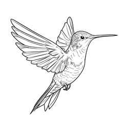 Fototapeta premium Coloring pages. Hummingbird Line art design for adult or kids colouring book