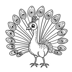 Fototapeta premium Cute peacock cartoon image for kids