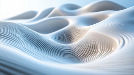 Abstract White Wavy Pattern with Light Blue Background