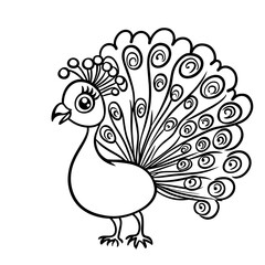 Fototapeta premium Cute peacock cartoon image for kids