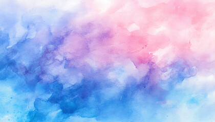 Fototapeta premium Soft, hand-painted watercolor strokes in calming blues, pinks, and purples, blending seamlessly into one another