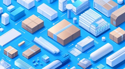 Fototapeta premium Abstract Geometric Shapes and Forms in Varying Shades of Blue