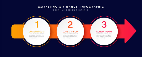 Informative circular process infographic chart for business startup demonstration.  Instructional graphics with 3 steps sequence design for web pages