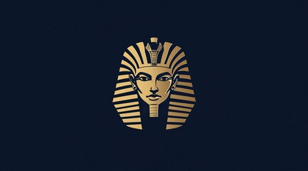 Gold and black design of an ancient Egyptian pharaoh's headdress and face