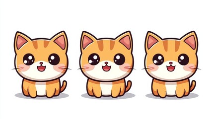 Fototapeta premium Cute cartoon kittens sitting happily side by side in a playful arrangement