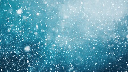 Random falling snow flakes wallpaper. Snowfall dust freeze granules. Snowfall sky white teal blue background. Many snowflakes february vector. Snow nature scenery.