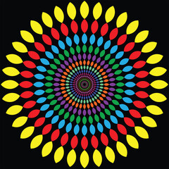 Vector hand drawn doodle mandala. Ethnic mandala with colorful tribal ornament. Isolated. Bright colors.