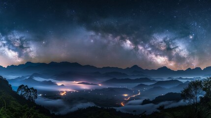 Milky Way Over Foggy Mountains - Night Sky Photography