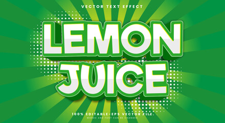 Lemon juice 3d editable text effect Template suitable for Tropical fruit theme