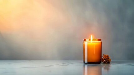 Elegant Mockup of Luxury Candle in Studio Setting