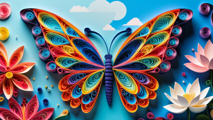Obraz premium butterfly on a blue background