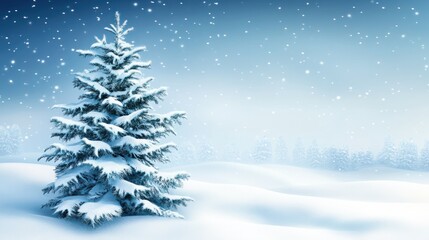 Naklejka premium Winter christmas background with snow tree and lots of copy space