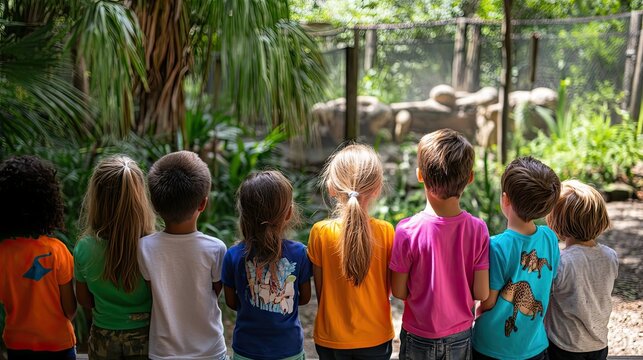 Children Viewing Animals at a Zoo