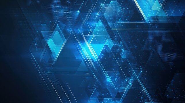 Blue tech geometry: abstract vector background with futuristic elements in shades of blue - modern digital design for web, print, and technology concepts