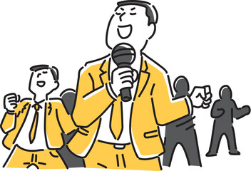 歌う男性ビジネスマンたち