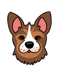 Drawn head of a funny puppy. Pets outline in simple childish style