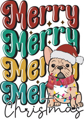 Merry Christmas French Bulldog Christmas T shirt Design