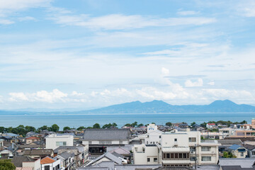 島原城の公園から眺める島原市内