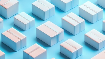 Obraz premium Geometric Minimalist Cubes in Pastel Blue and Pink