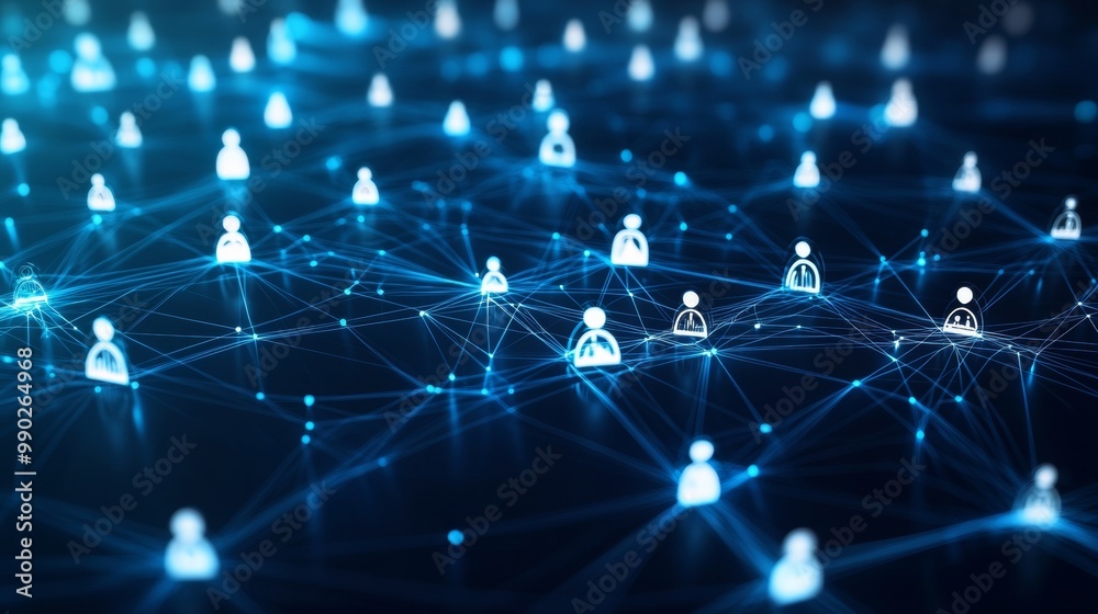 Poster 3D Global Group and Abstract Connection. Digital Illustration of Internet and Social Network Communication