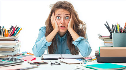 Woman Experiencing Anxiety and Worry Due to Job Stress While Sitting Alone..