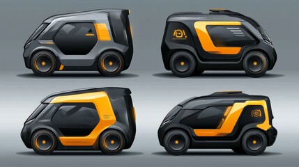 Naklejka premium Futuristic Electric Autonomous Concept Car Design