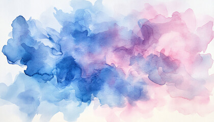 Fototapeta premium Soft, hand-painted watercolor strokes in calming blues, pinks, and purples, blending seamlessly into one another