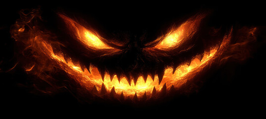 Spooky Halloween Pumpkin with Sharp Teeth