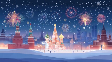 Naklejka premium New Year's Eve Celebrations in Major Cities Around the World, Generative AI