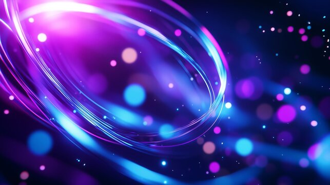 Glowing Abstract Light Trails in Neon Colors - blue and purple background - Made with Generative AI