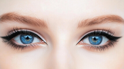 Obraz premium Womans eyes makeup comparision