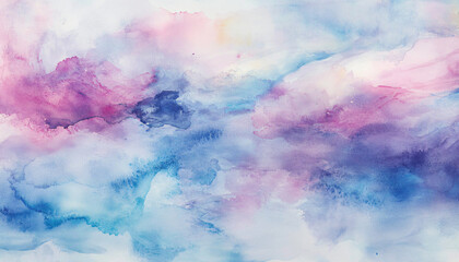 Fototapeta premium Soft, hand-painted watercolor strokes in calming blues, pinks, and purples, blending seamlessly into one another