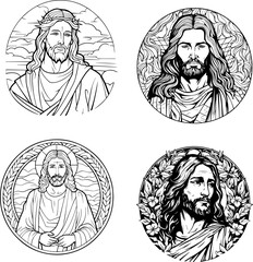 God Jesus Vector Black And White Coloring Page